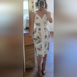 Ted Baker London White Floral Midi Dress